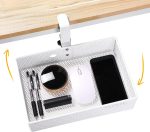 Euyona Mesh Desk Organizer and Clamp-on Swivel Pencil Drawer, Desk Hidden Desk Organizer Extra Sturdy C-Clamp Mount System and Easy to Instal, Home Office Art Supply Storage Box (Black)